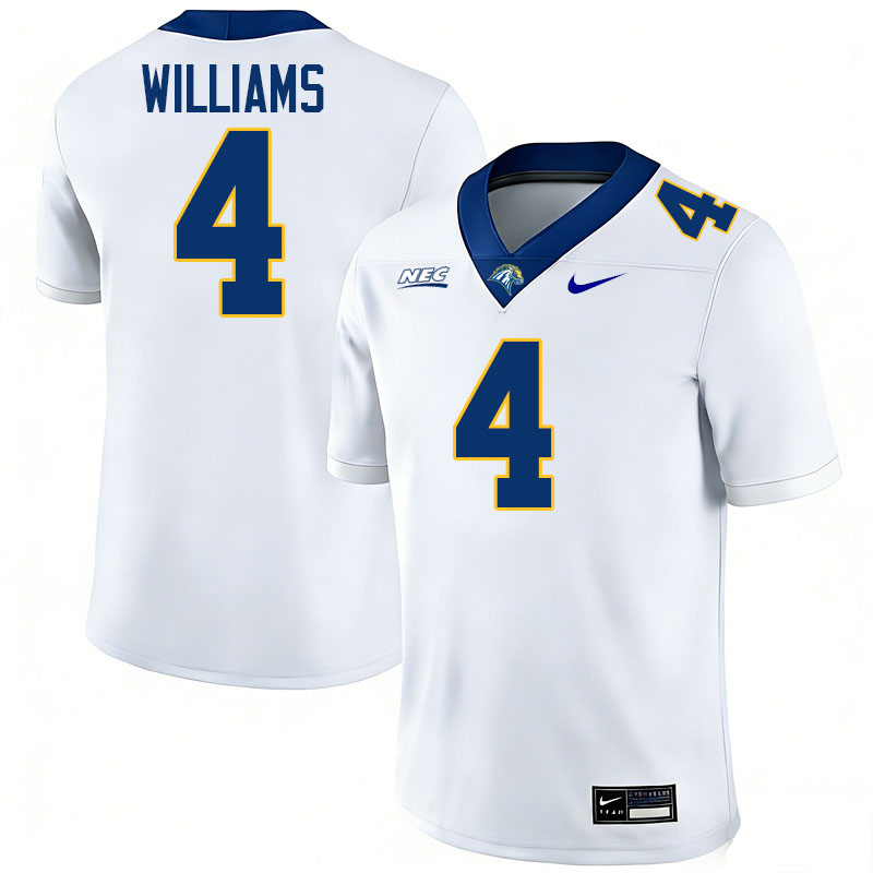 New Haven Chargers #4 Brodie Williams College Football Jerseys,Uniforms Stitched-White